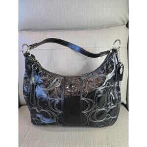 Authentic Coach Signature Black Patent Leather Hobo